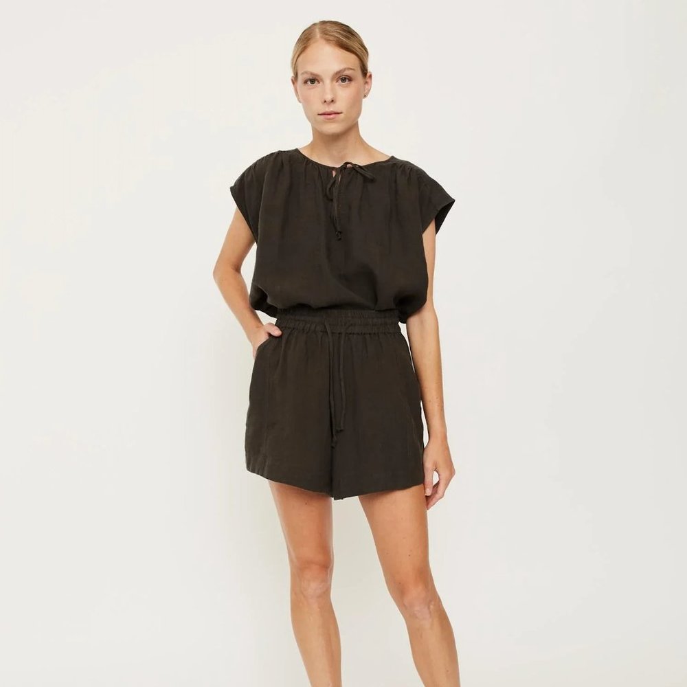 Naif Olive Green Linen Eden Shorts | M